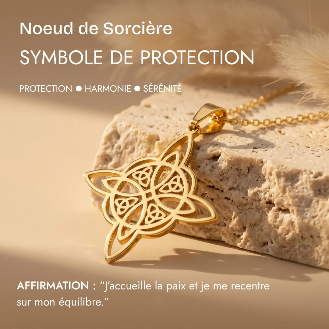 Stylized flat lay of the pendant with protective symbols - KARMAKIND