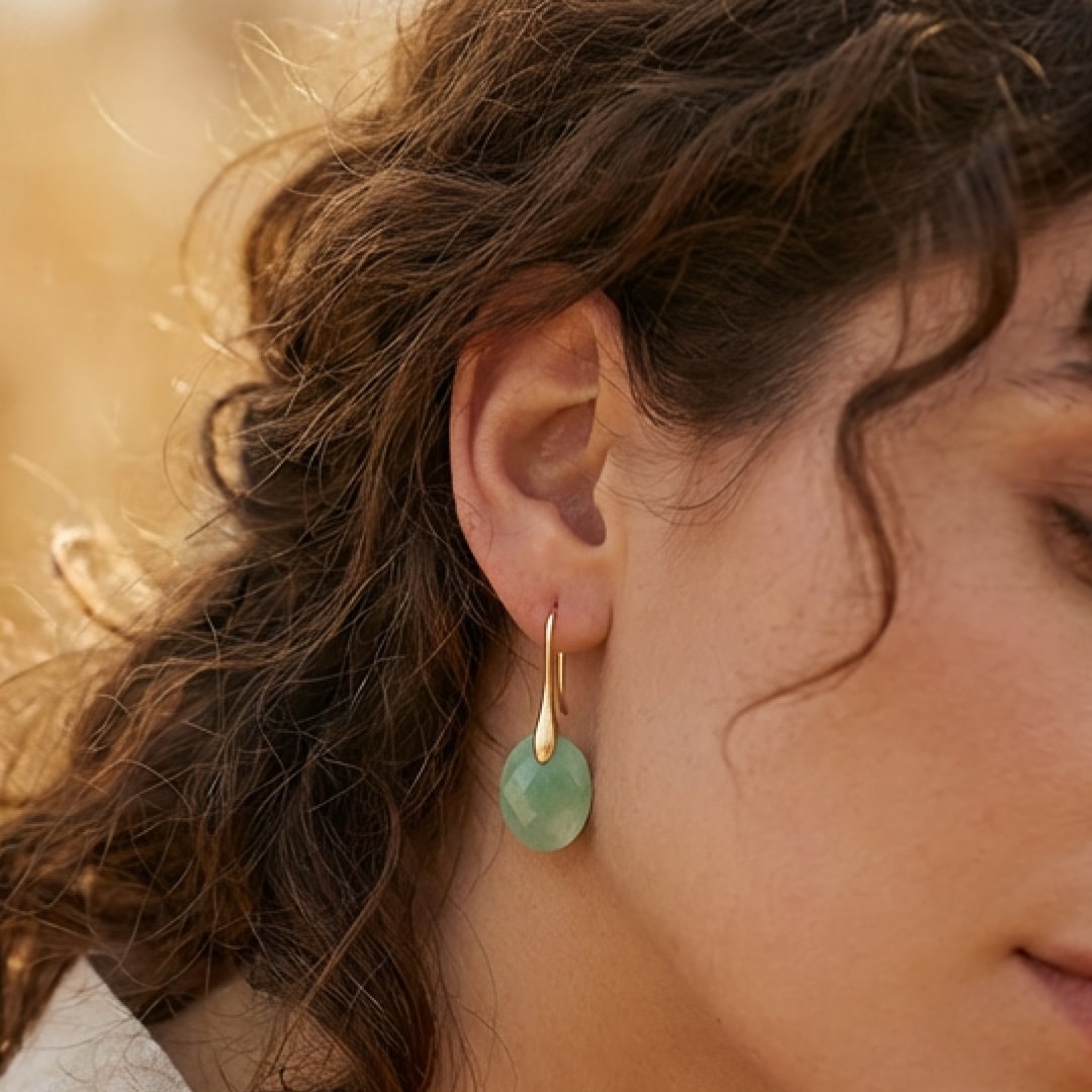 Amethyst Elova earrings catching the light - KARMAKIND
