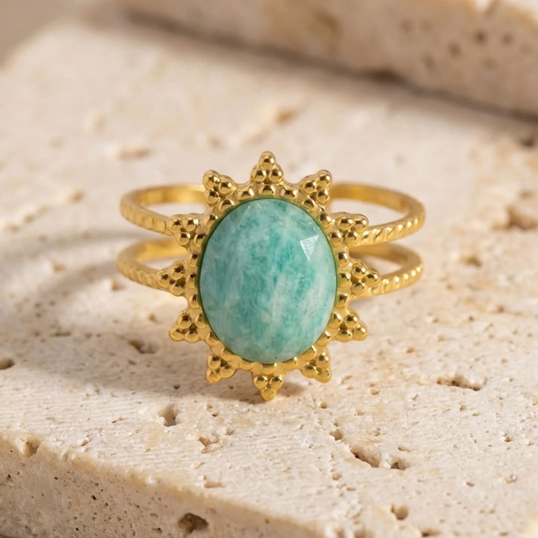 Floral Radiance Amazonite Ring - KARMAKIND