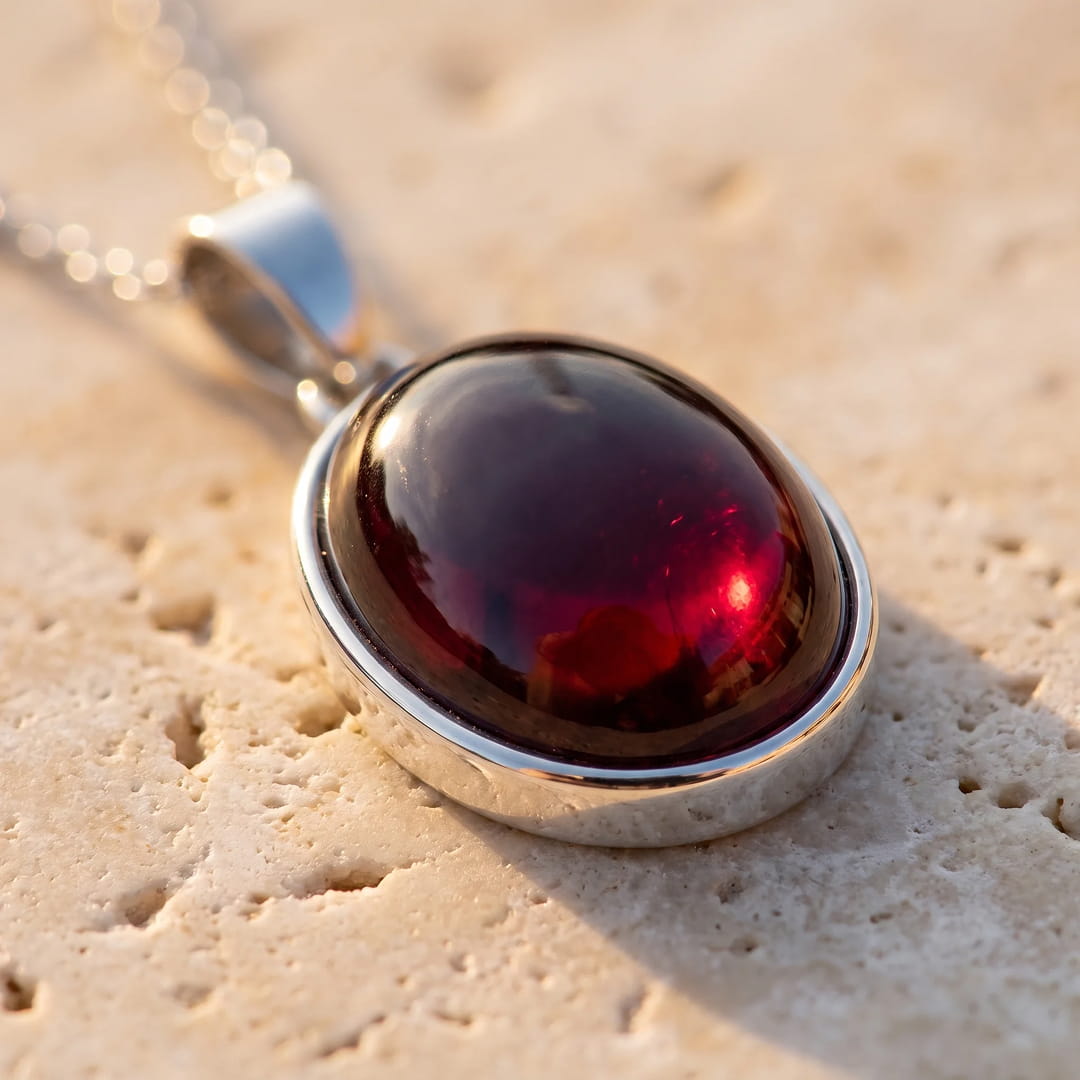 Garnet Heart Pendant on a delicate silver chain - KARMAKIND