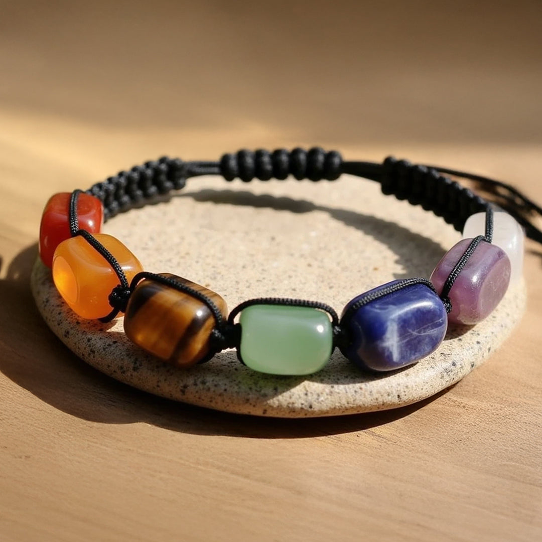 Detail of the braided band of the Harmony 7 Chakras bracelet - KARMAKIND