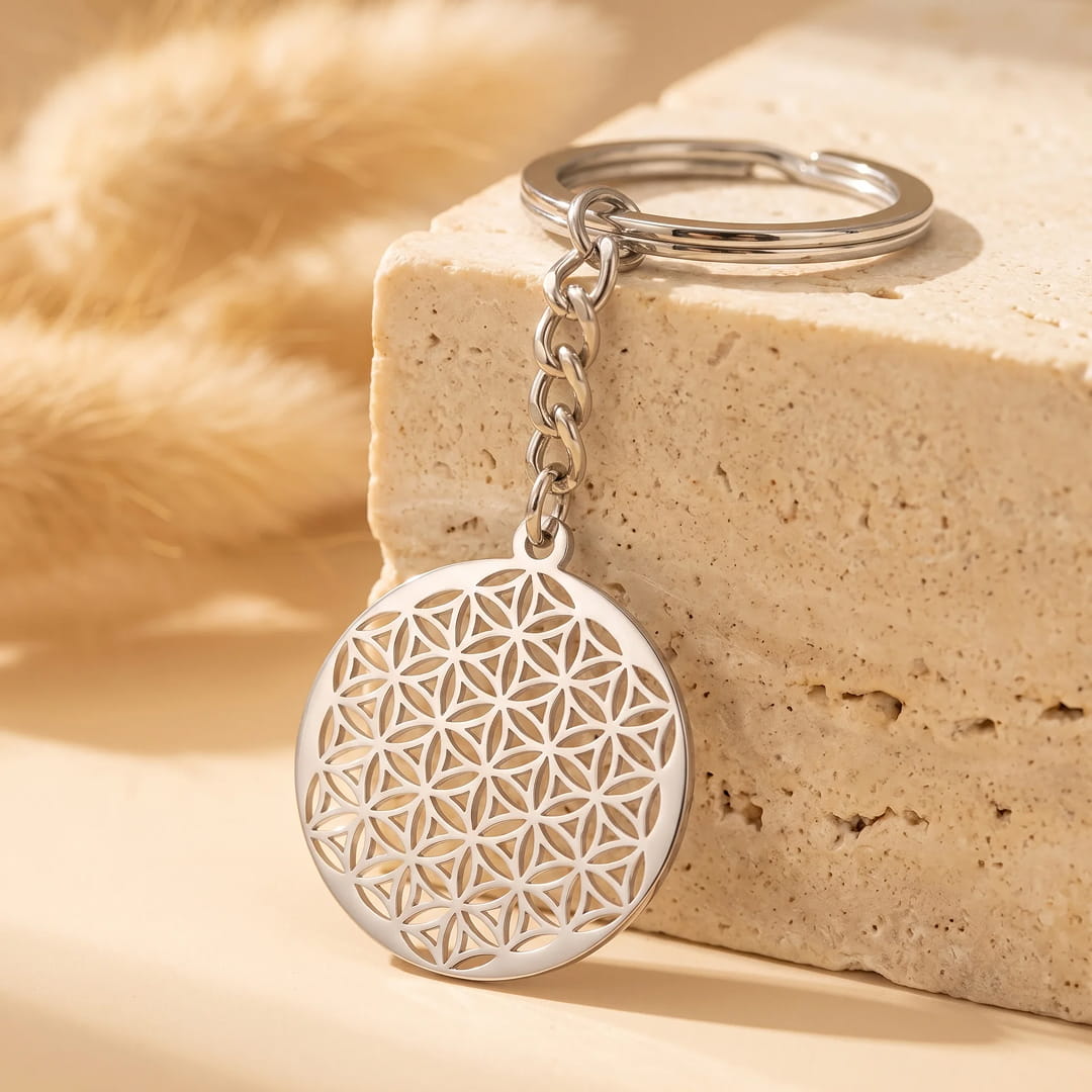 Gold Flower of Life keychain