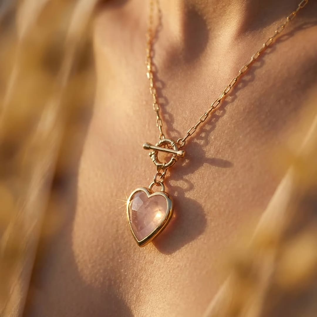 Heart Serenity Natural Stone Pendant in Amethyst - KARMAKIND