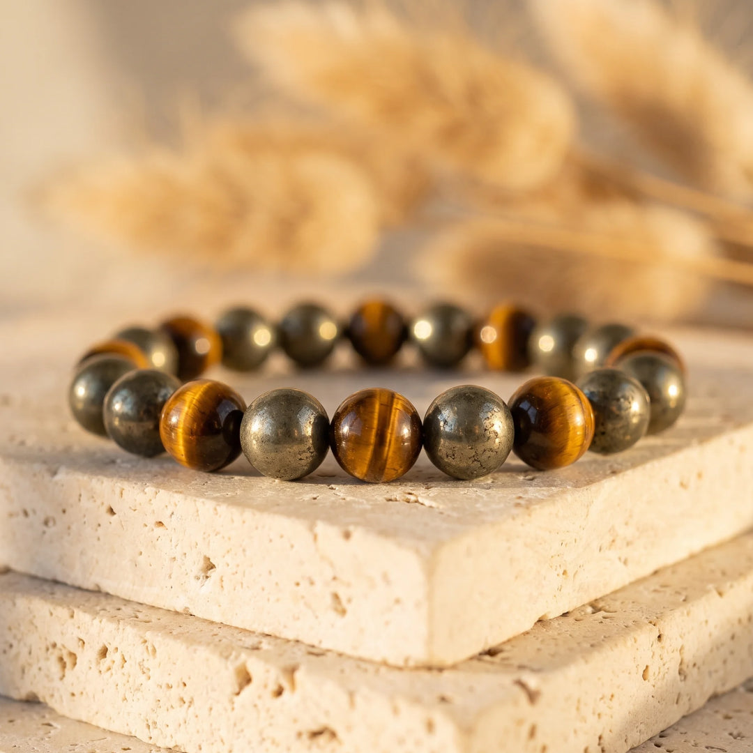 Inner Fire Pyrite & Tiger's Eye Bracelet - KARMAKIND