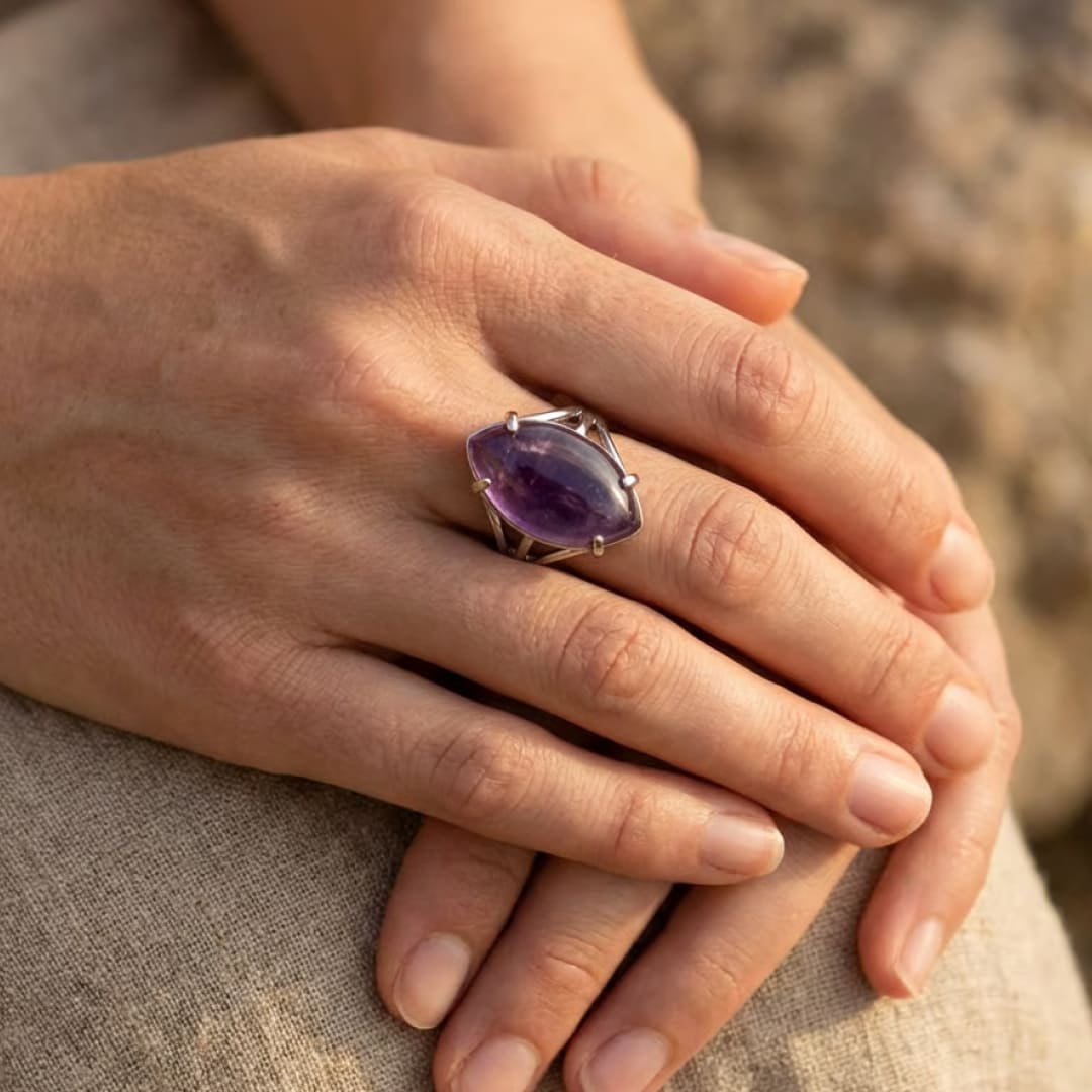 Amethyst adjustable ring - KARMAKIND
