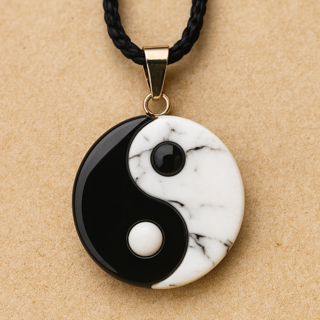 Yin-Yang Pendant with Obsidian and Howlite - KARMAKIND