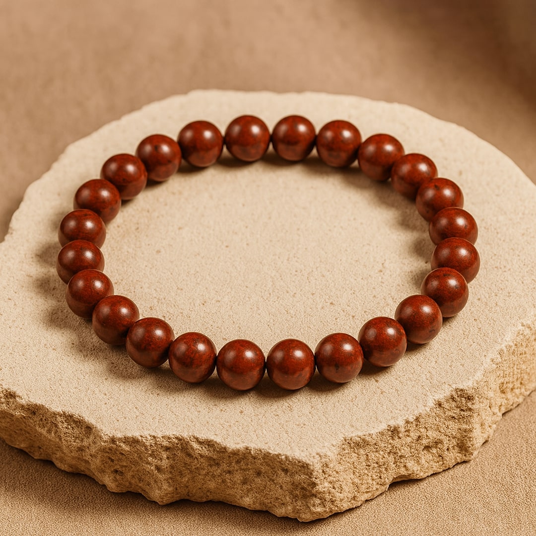 The bracelet worn on a man's wrist, showcasing its color - KARMAKIND