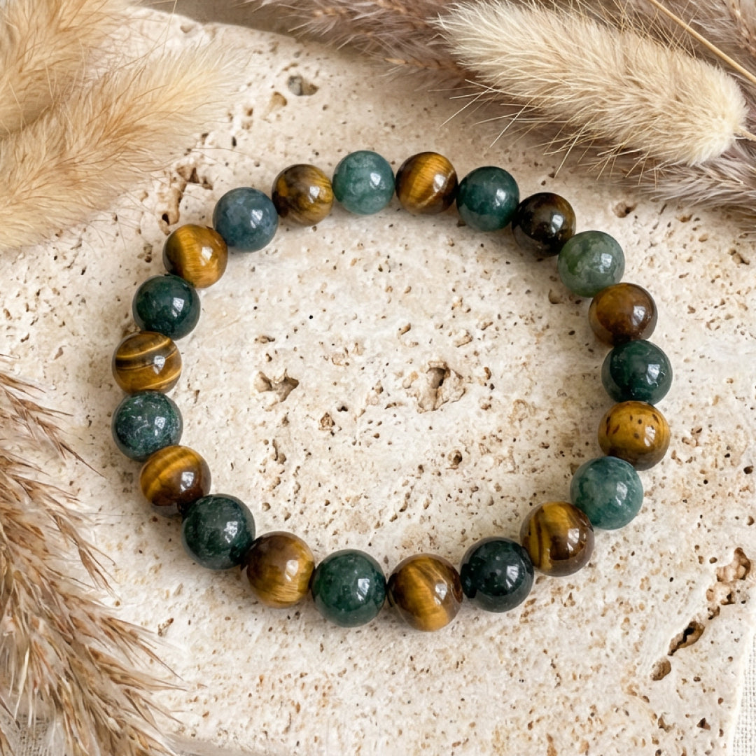 The "Balance & Protection" bracelet worn on a wrist - KARMAKIND