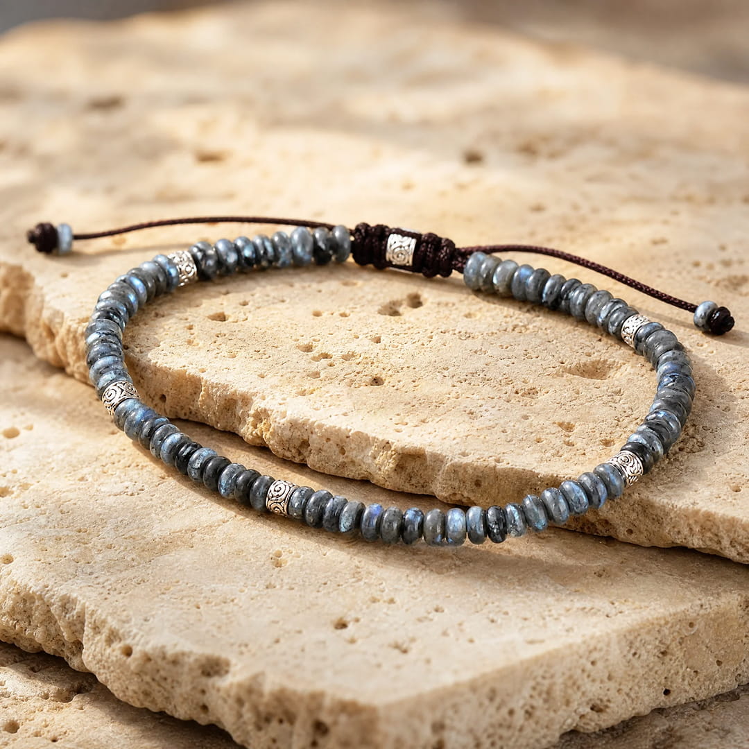 "Inner Strength" Larvikite Bracelet for Men - KARMAKIND