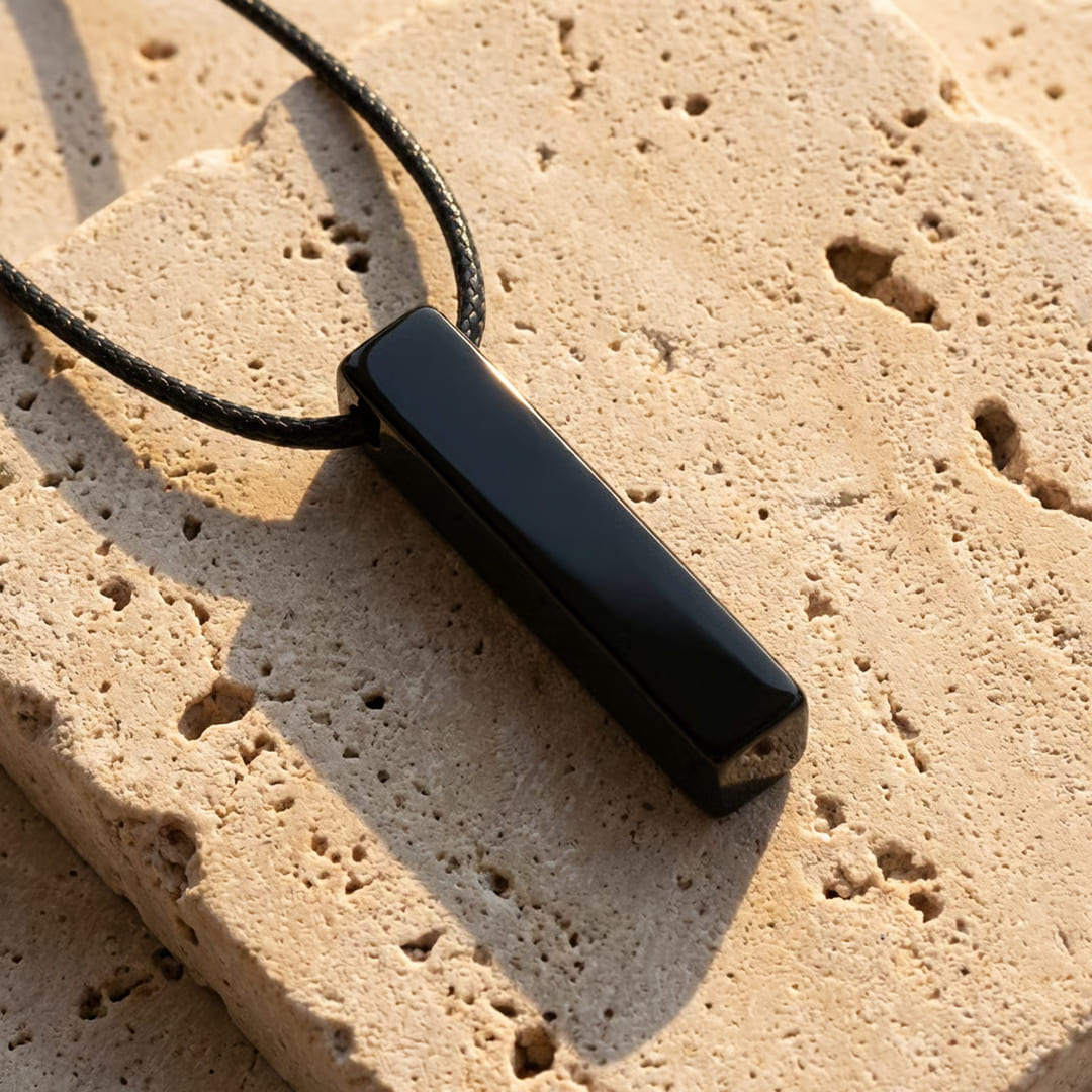 Black Obsidian Protection Wand Pendant for Men - KARMAKIND