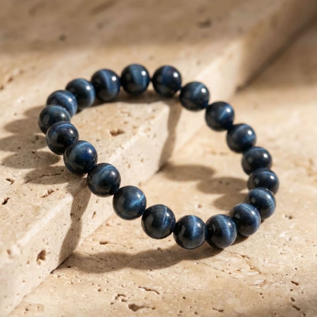 Hawk's Eye Angel Wing Bracelet on wrist - KARMAKIND