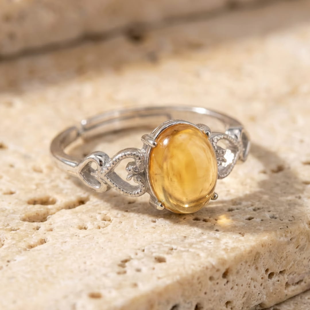 Adjustable Citrine Ring with golden glow - KARMAKIND