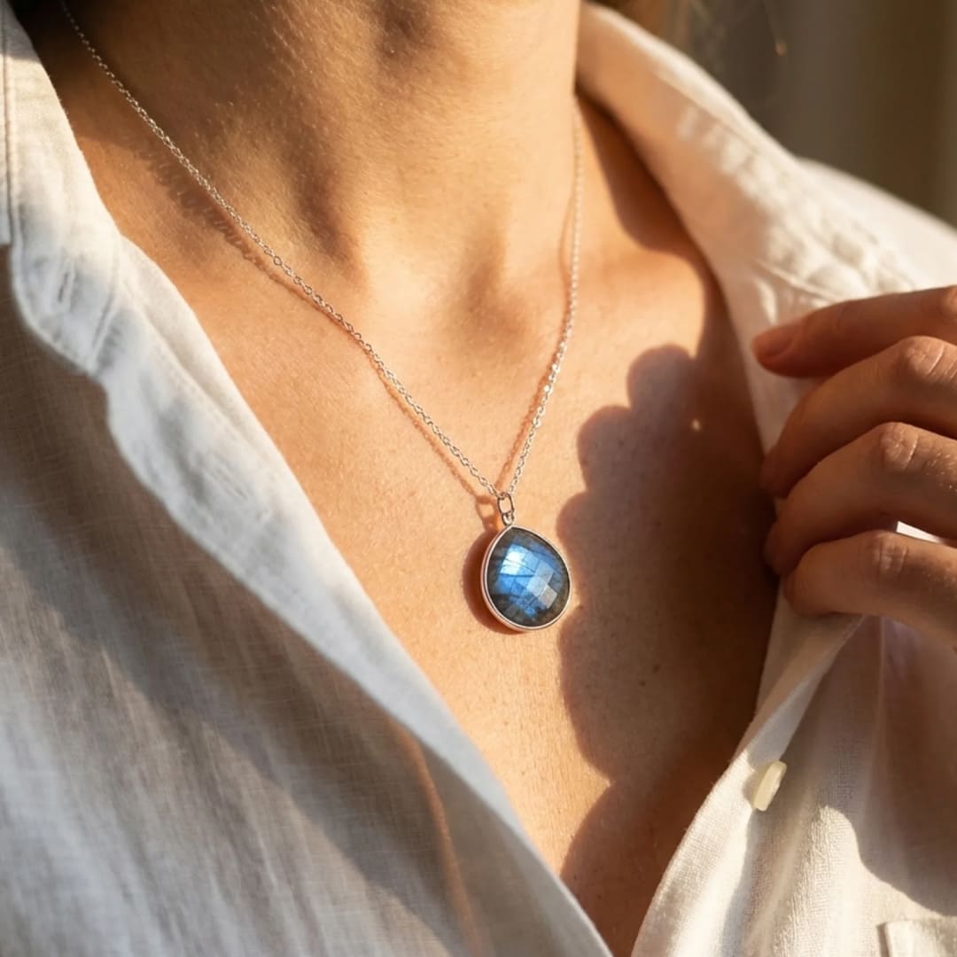 Labradorite pendant for protection - KARMAKIND