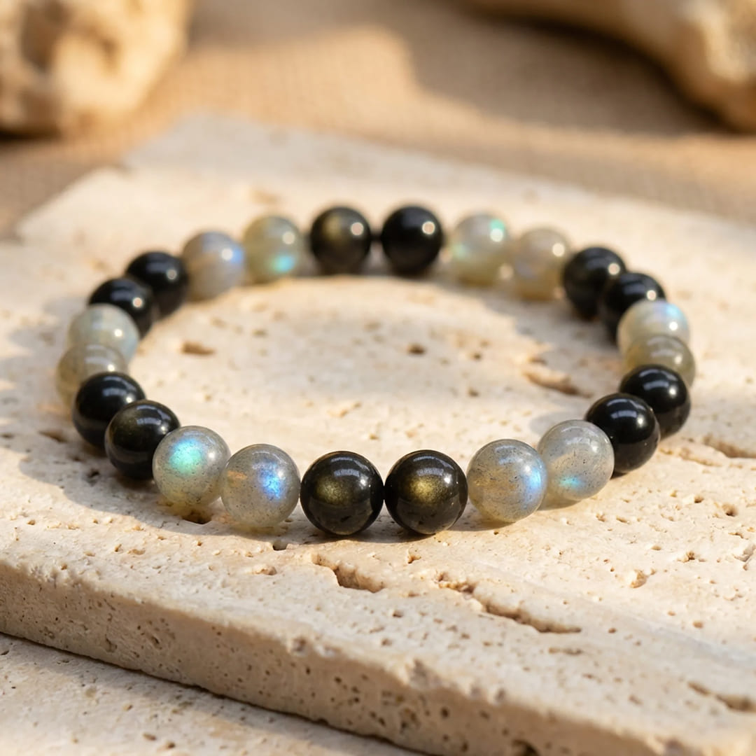 Labradorite and Golden Obsidian "Refuge" Bracelet - KARMAKIND