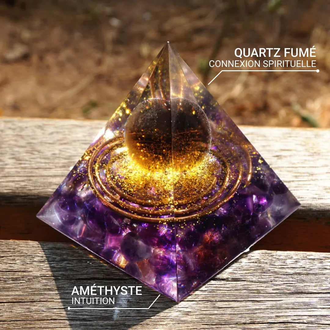The dark sphere at the base of the 'Letting Go' Orgonite pyramid - KARMAKIND