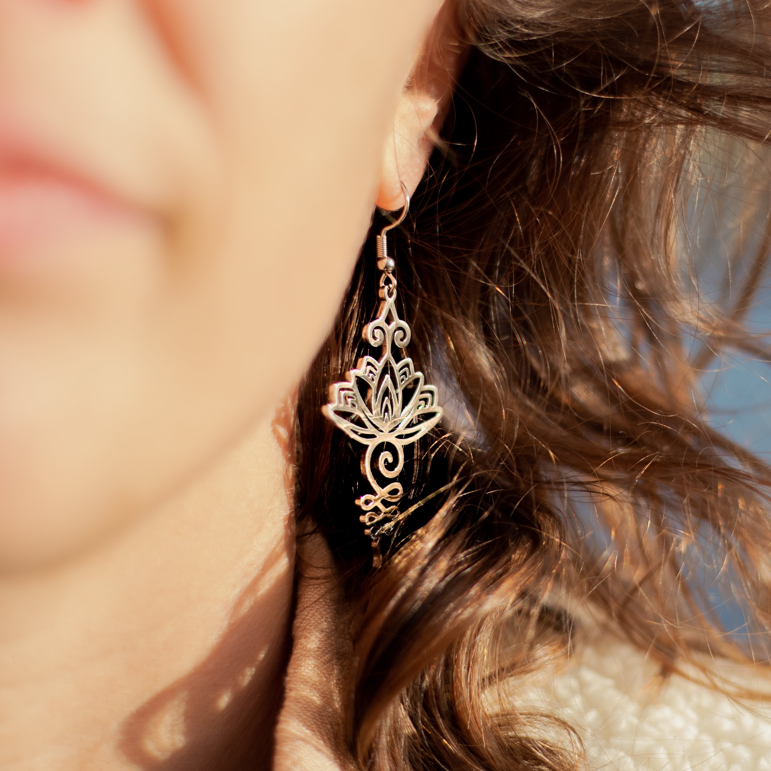 Elegant Lotus Unalome earrings for daily wear - KARMAKIND