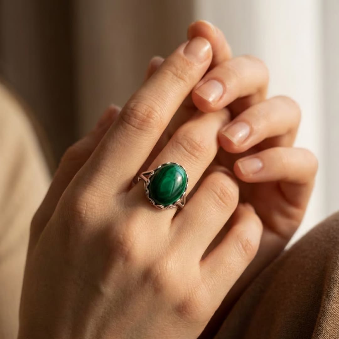 Side view of the ring showing the delicate light-like setting around the stone - KARMAKIND