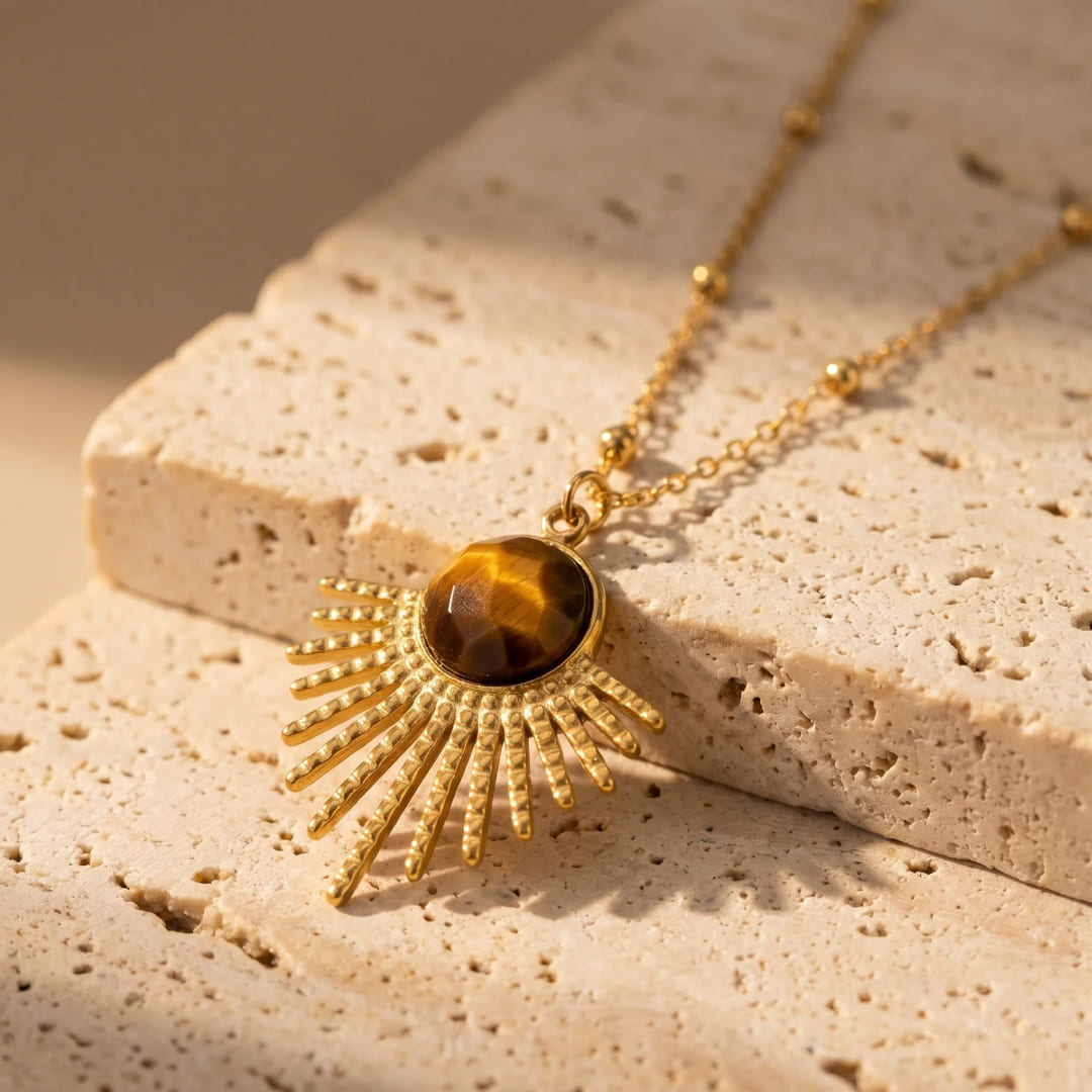 Maya Sun Tiger's Eye Pendant - KARMAKIND