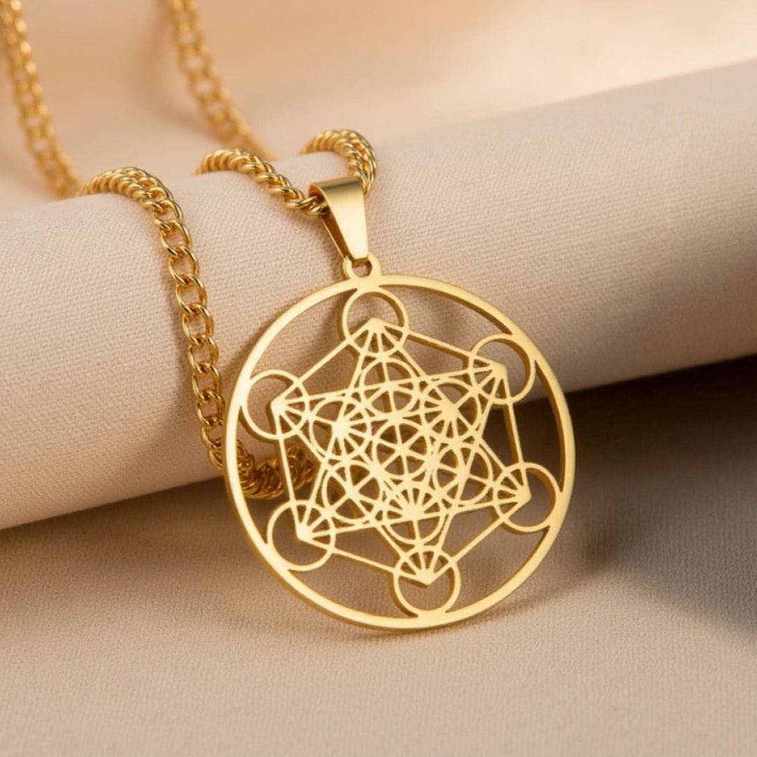 Metatron Pendant Necklace worn - KARMAKIND
