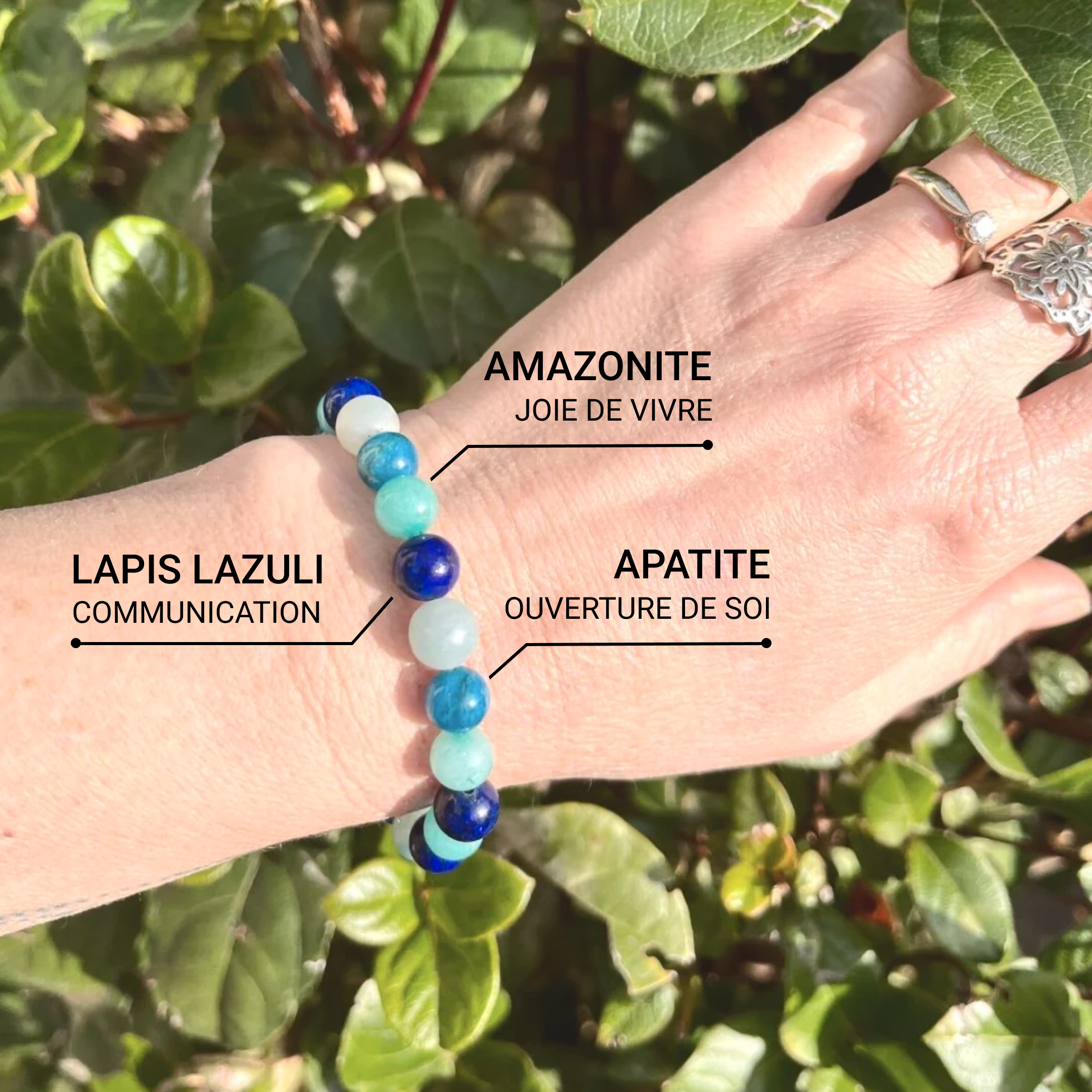 Model wearing the Ocean Bracelet on her wrist, evoking a sense of calm - KARMAKIND