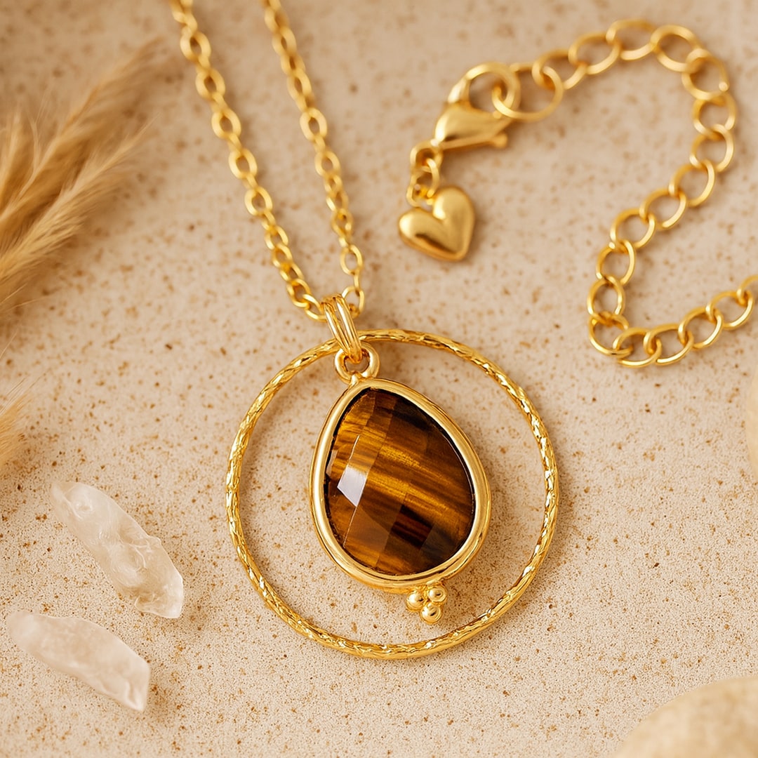Protective Circle Tiger's Eye Necklace - KARMAKIND