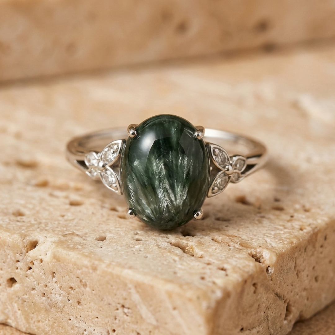 Adjustable Seraphinite Ring 'Reconnection' - KARMAKIND