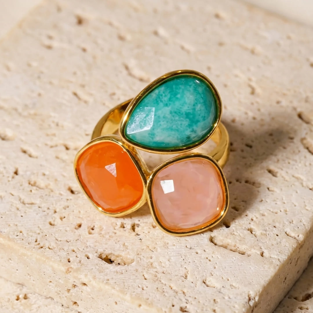 Lifestyle shot of the Santi Adjustable Ring on a hand - KARMAKIND