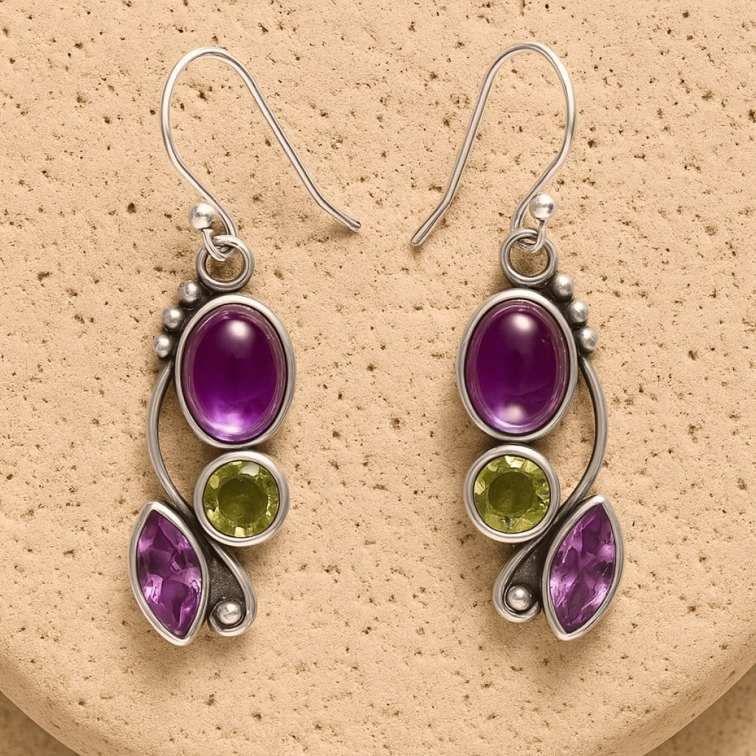 Amethyst and Peridot Earrings - KARMAKIND