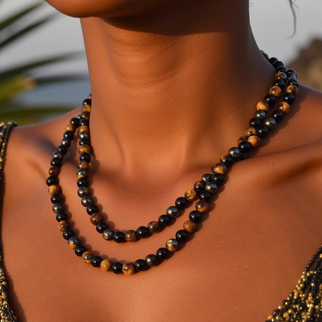 Necklace displayed with a serene background - KARMAKIND