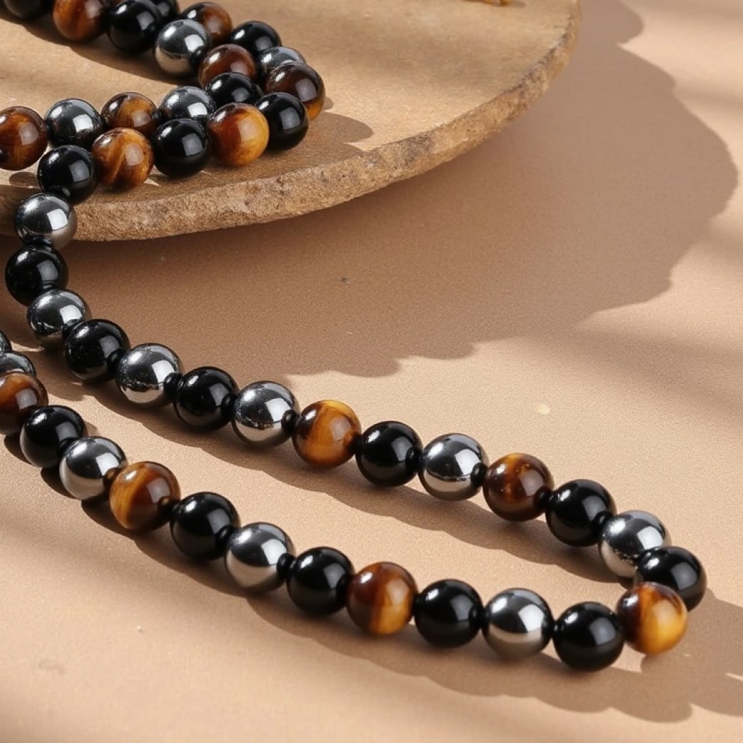 Man wearing the Triple Protection Necklace - KARMAKIND