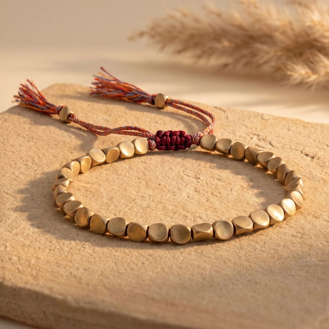Tibetan Lucky Charm Bracelet with brass beads and knot - KARMAKIND