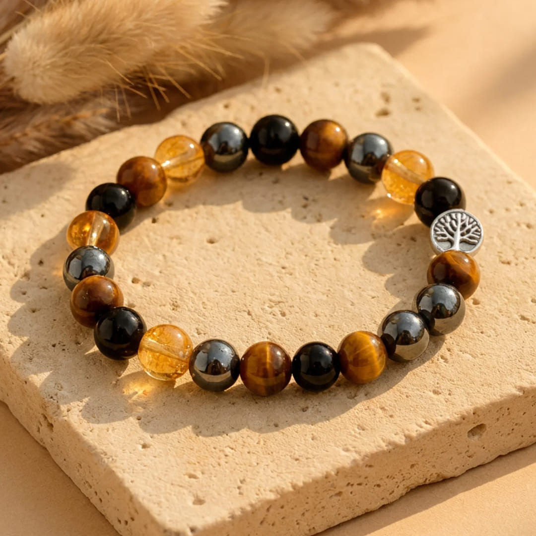 Strength & Light Bracelet with Tiger's Eye, Citrine, Hematite & Obsidian