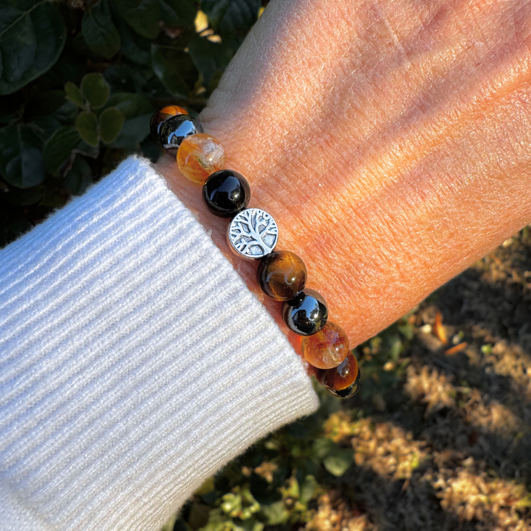 Citrine and obsidian stones