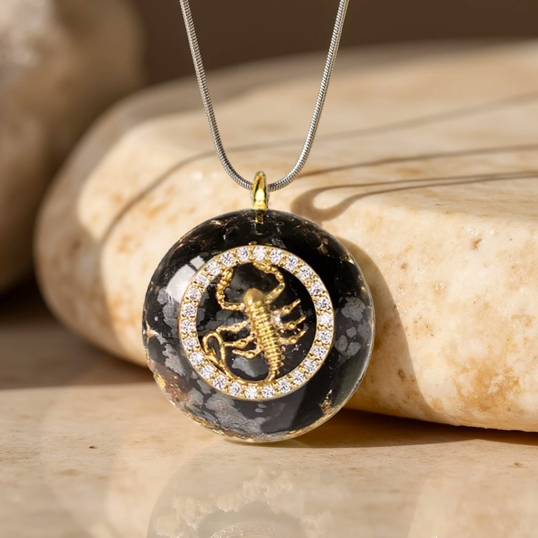 Orgonite zodiac pendant with shimmering details
