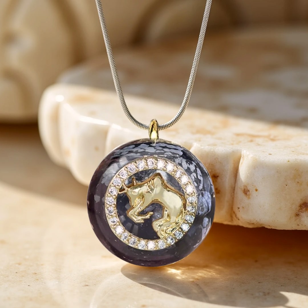 Orgonite pendant showing its radiant halo effect