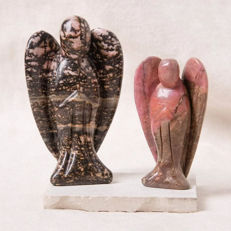 Natural Rhodonite Stone Angel Peaceful Guardian