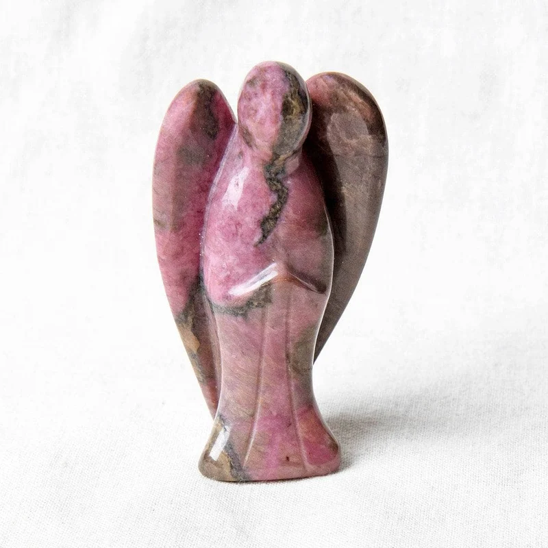Natural Rhodonite Stone Angel Peaceful Guardian