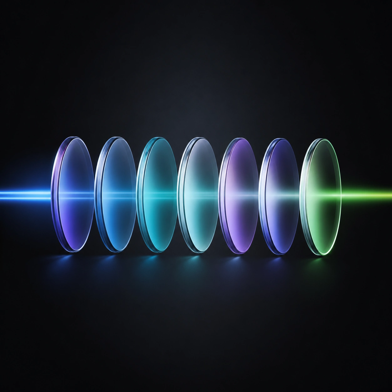 USWING multilayer lens structure — blue-light filtration