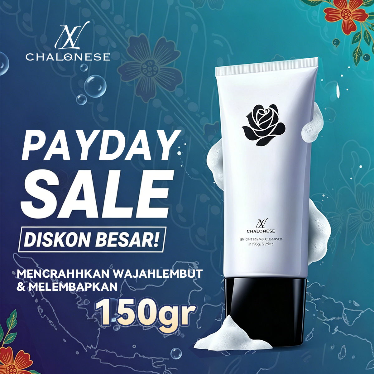 CHALONESE BRIGHTENING FACIALWASH SERIES Membantu Mengangkat Sel Kulit Mati dan Minyak di Wajah serta Membantu Melembabkan Kulit Wajah