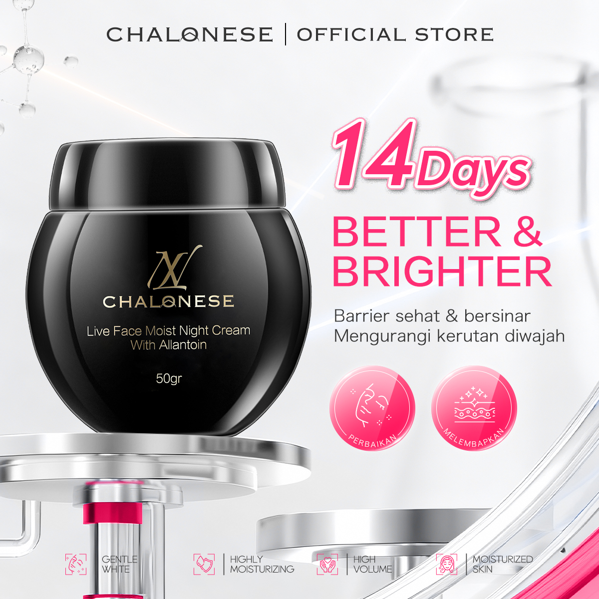 [CHALONESE] MOISTURIZING NIGHT CREAM 50gr Dapat Membantu Kult Lebih Sehat dan Cerah dengan Perawatan di Malam Hari BPOM