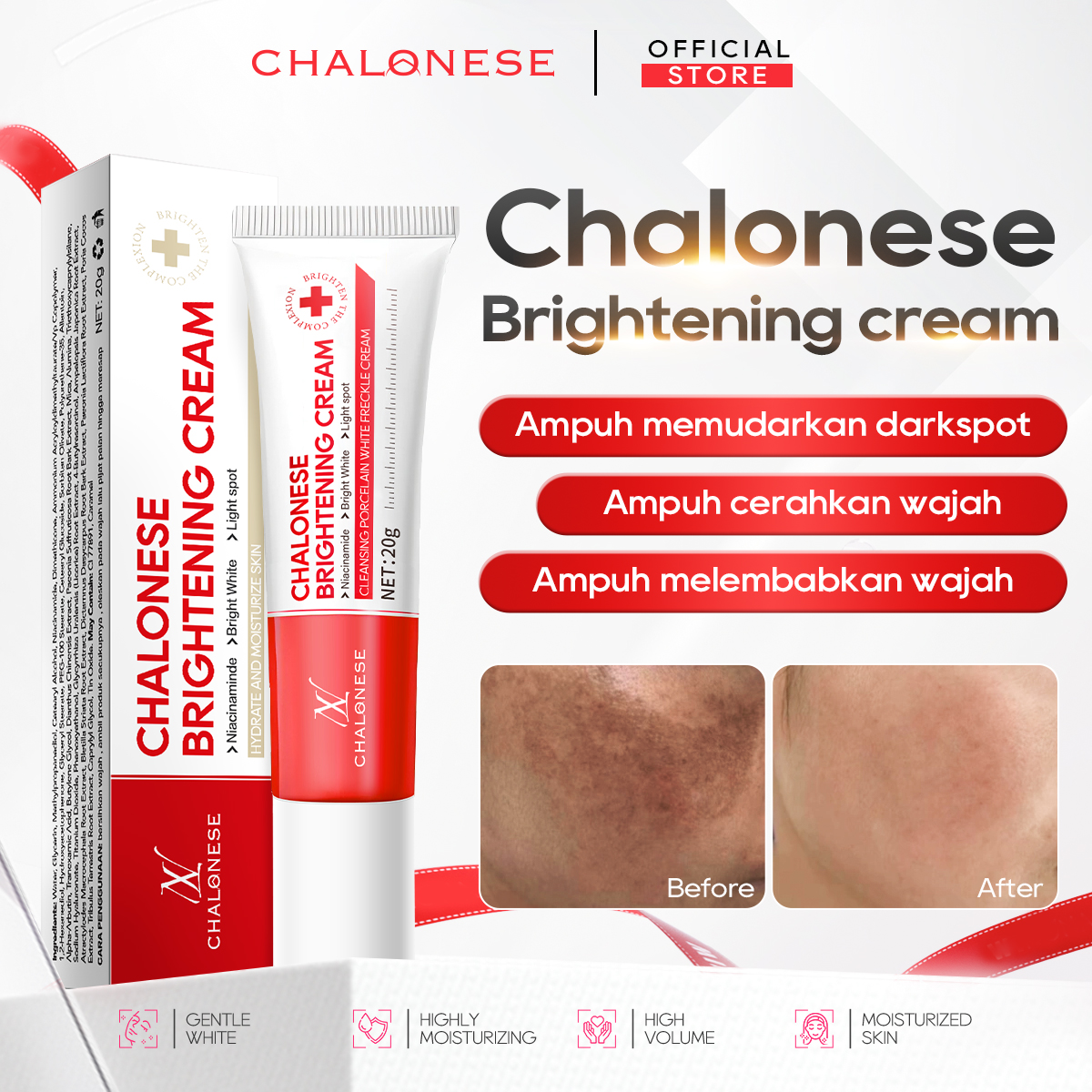 [CHALONESE] Brightening Cream BPOM Membantu Mencerahkan Kulit Wajah dan Membuat Wajah Lebih Lembab