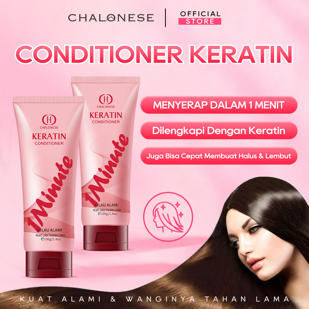 CHALONESE Keratin Conditioner Silky Scented Hair Mask 100gr Rambut Sehat Berkilau 8DHyaluronicacid Anti lepek Dengan Keratin Vitamin & Moisturizer
