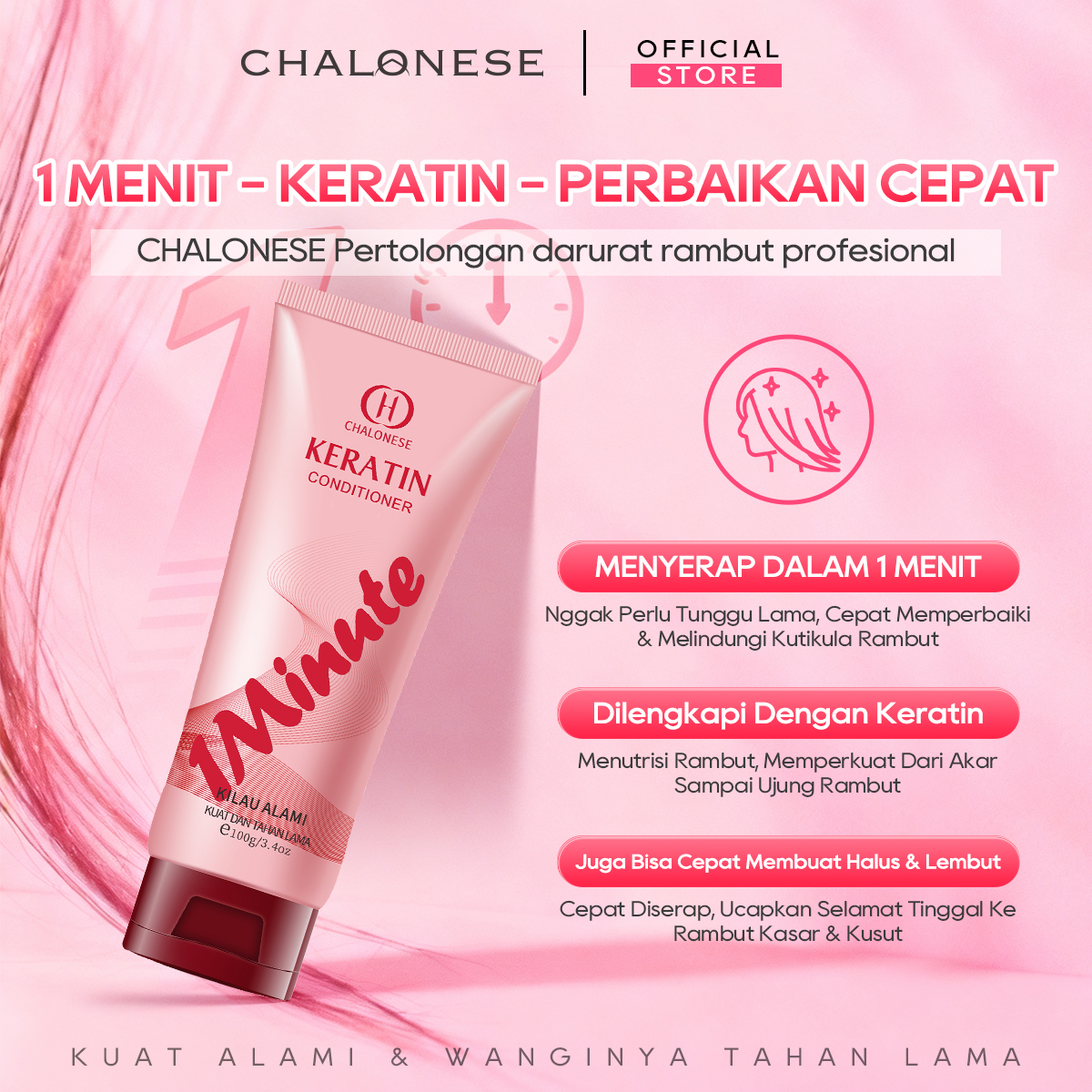 CHALONESE Keratin Conditioner Silky Scented Hair Mask 100gr Rambut Sehat Berkilau 8DHyaluronicacid Anti lepek Dengan Keratin Vitamin & Moisturizer