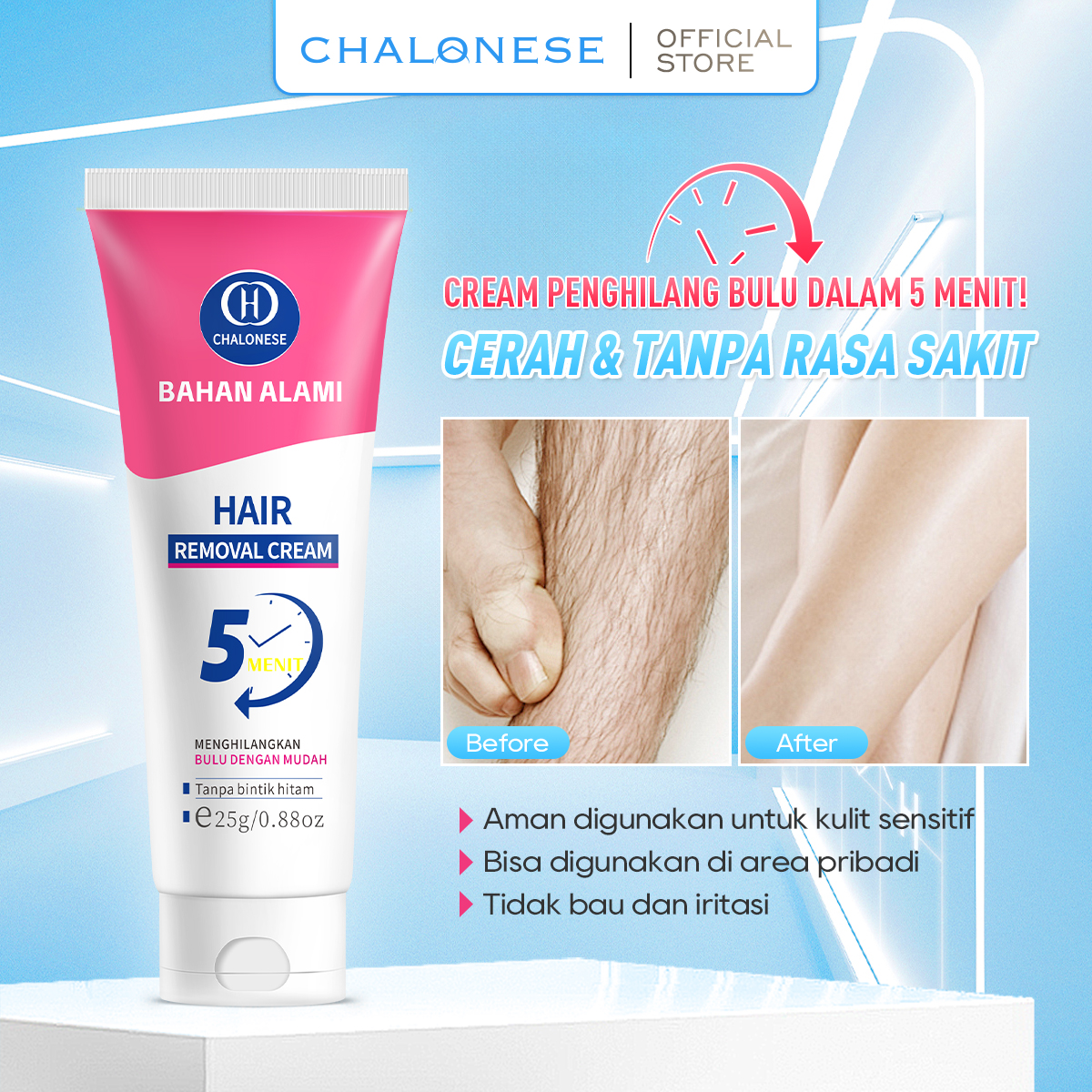 [CHALONESE] Hair Removal Cream Series 3 Kulit Halus Bebas Bulu. krim perontok bulu ketiak dan bulu lainnya. krim waxing yang mencerahkan kulit perontok bulu tanpa iritasi membersihkan bulu tanpa rasa sakit.