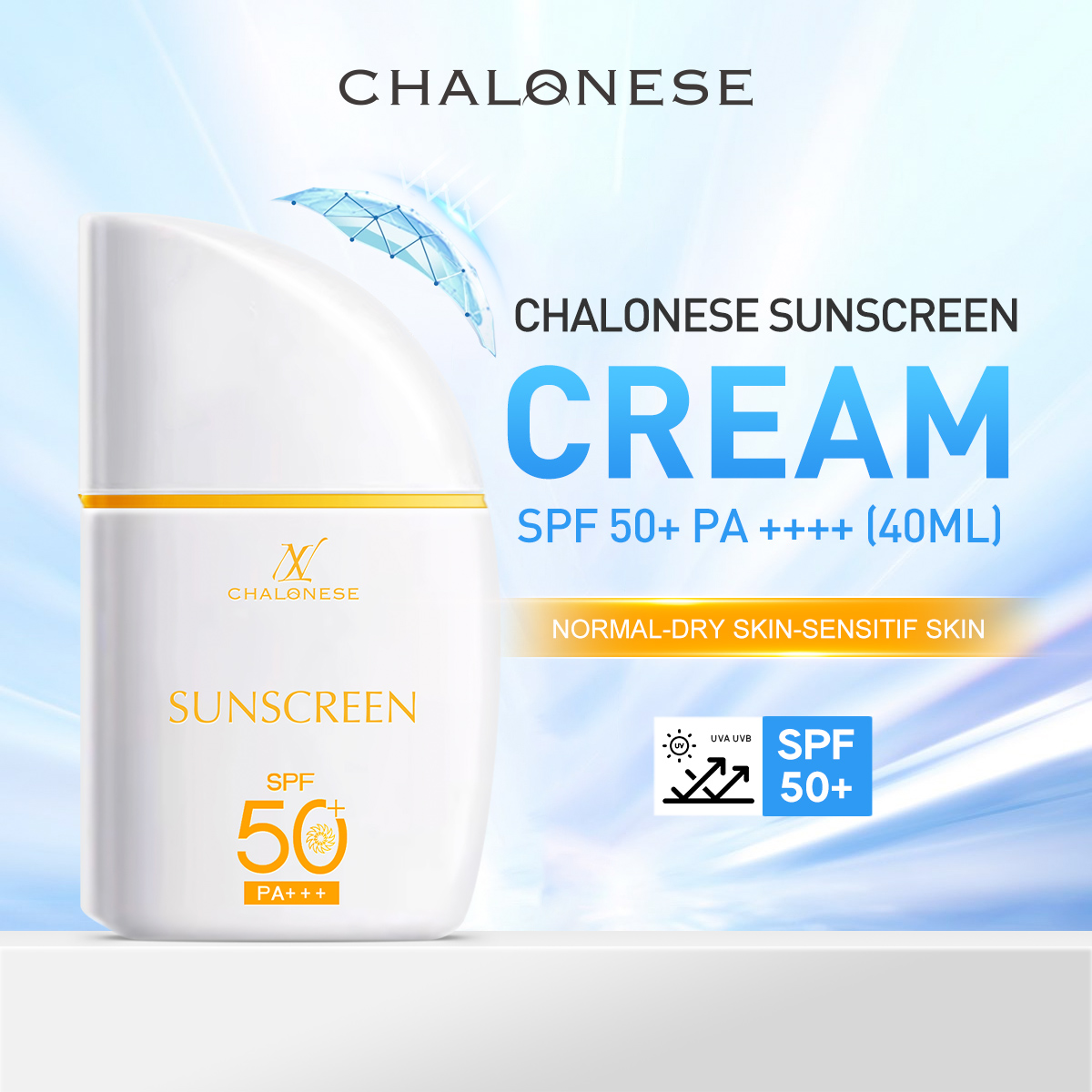 [CHALONESE] SUNSCREEN MOISTURIZER 2 SPF 50 PA ++++ Membantu Melindungi Wajah dari Paparan Sinar Matahari dan Membuat Wajah Tidak Kering