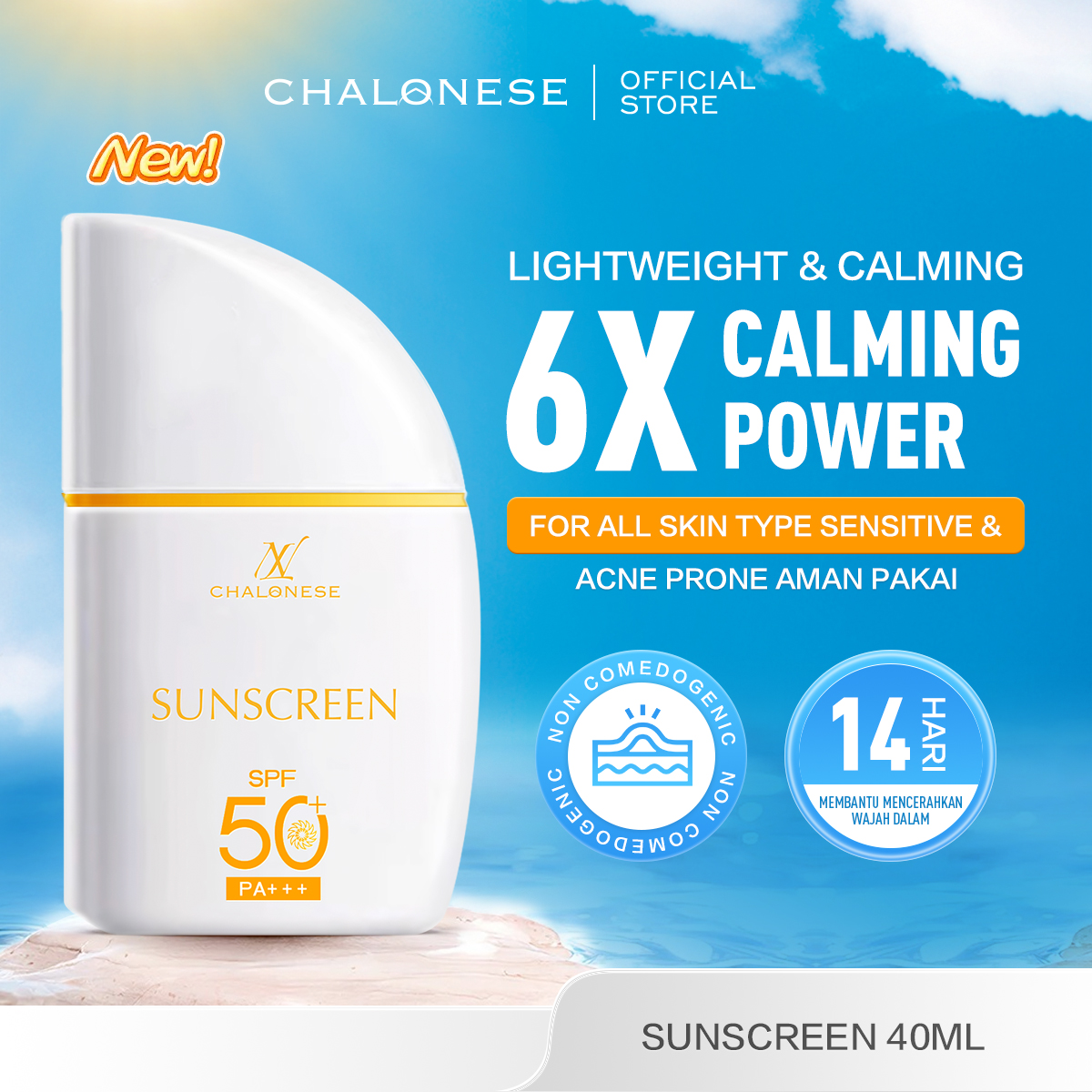 [CHALONESE] SUNSCREEN MOISTURIZER 2 SPF 50 PA ++++ Membantu Melindungi Wajah dari Paparan Sinar Matahari dan Membuat Wajah Tidak Kering