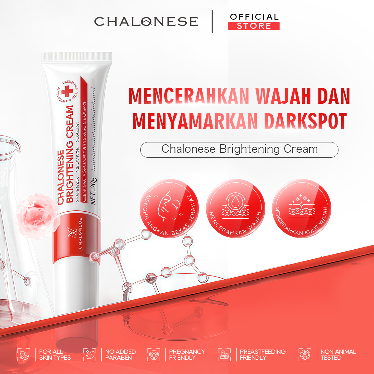 [CHALONESE] Brightening Cream BPOM Membantu Mencerahkan Kulit Wajah dan Membuat Wajah Lebih Lembab
