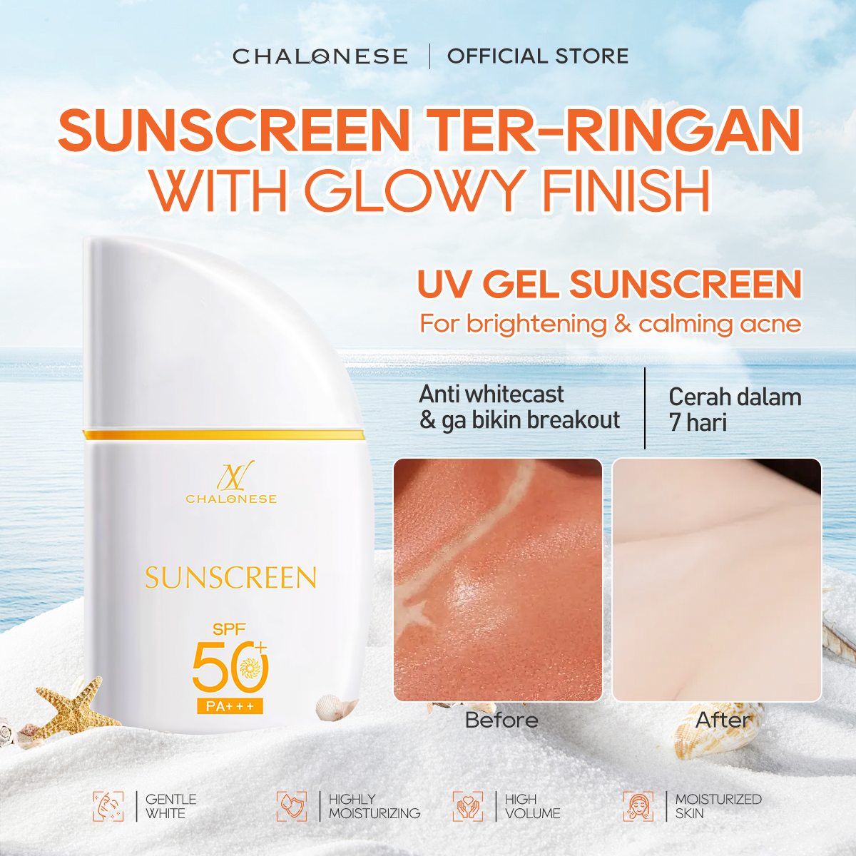 [CHALONESE] SUNSCREEN MOISTURIZER 2 SPF 50 PA ++++ Membantu Melindungi Wajah dari Paparan Sinar Matahari dan Membuat Wajah Tidak Kering