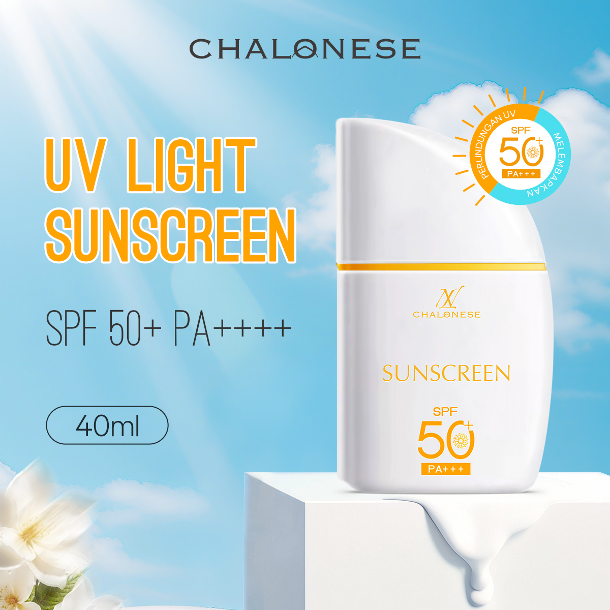 [CHALONESE] SUNSCREEN MOISTURIZER 2 SPF 50 PA ++++ Membantu Melindungi Wajah dari Paparan Sinar Matahari dan Membuat Wajah Tidak Kering