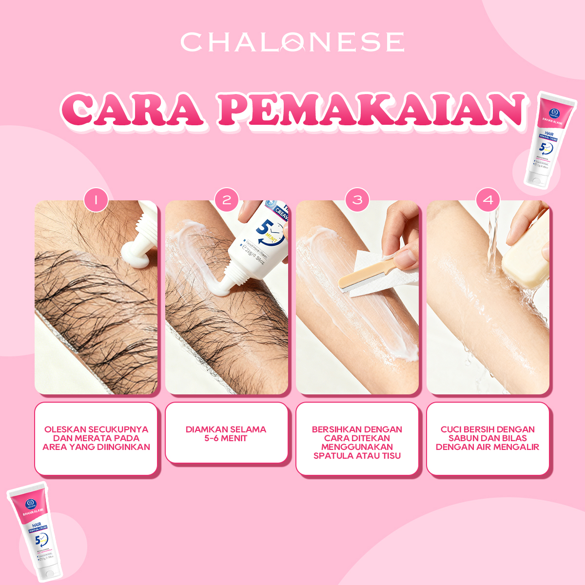[CHALONESE] Hair Removal Cream Series 3 Kulit Halus Bebas Bulu. krim perontok bulu ketiak dan bulu lainnya. krim waxing yang mencerahkan kulit perontok bulu tanpa iritasi membersihkan bulu tanpa rasa sakit.